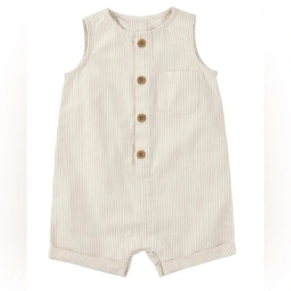 Carter’s Neutral Stripes Beige Baby Cotton Jumper one piece size 3 Months
